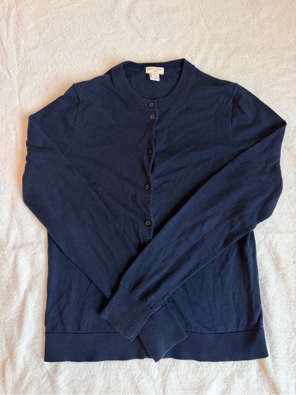 J. Crew Navy Crewneck Button-Front Cardigan